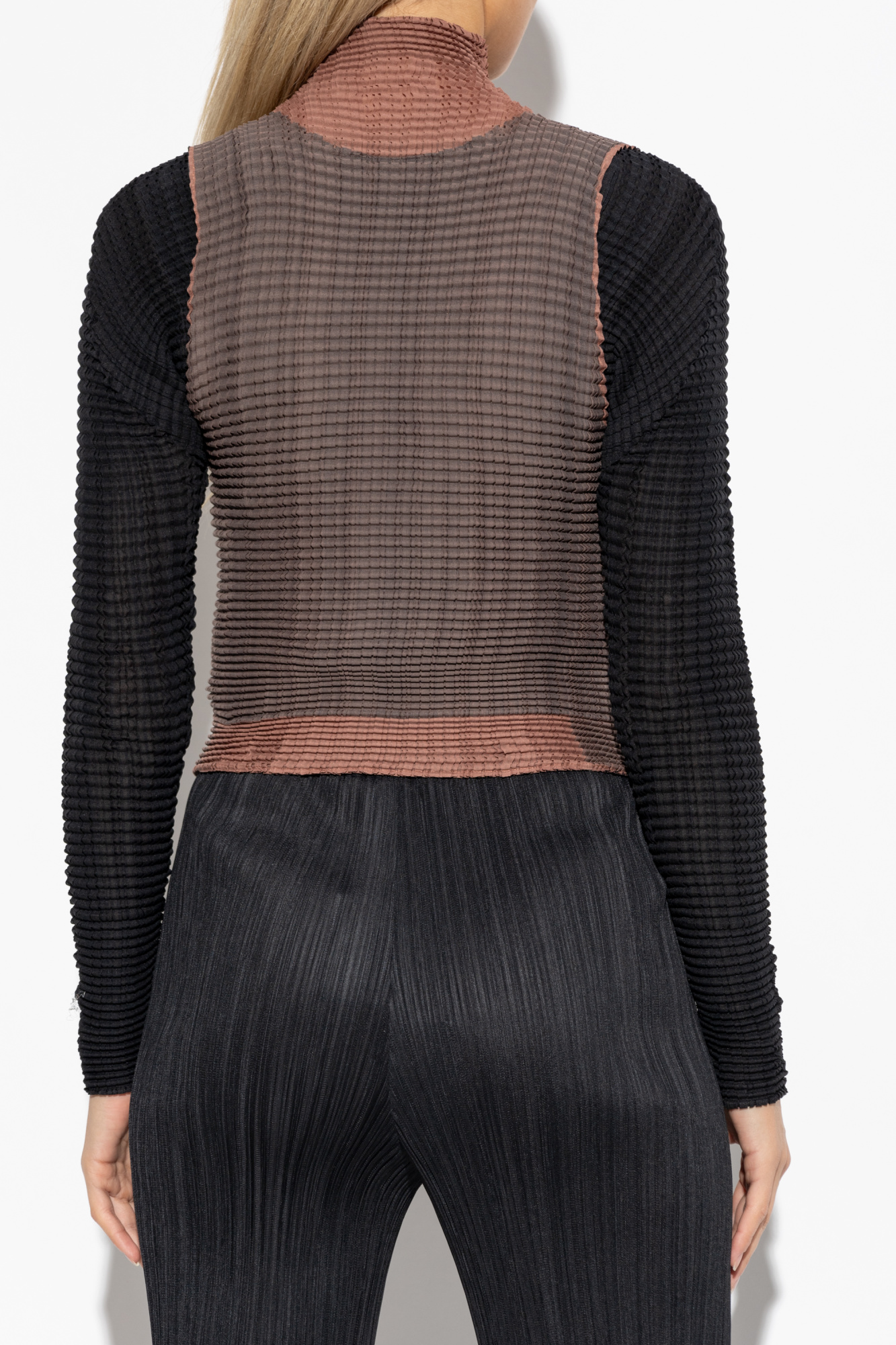 Pleats Please by Issey Miyake store black brown geometric print sleeveless top 5